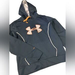 Women’s Under Armour Blue Hoodie with Orange and White Accents Size Large